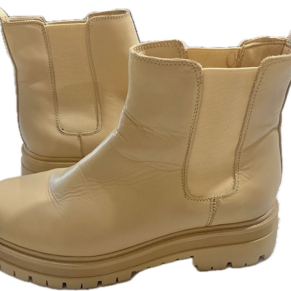 Marc Fisher Beige Leather Chelsea Boots - Picture 2 of 7